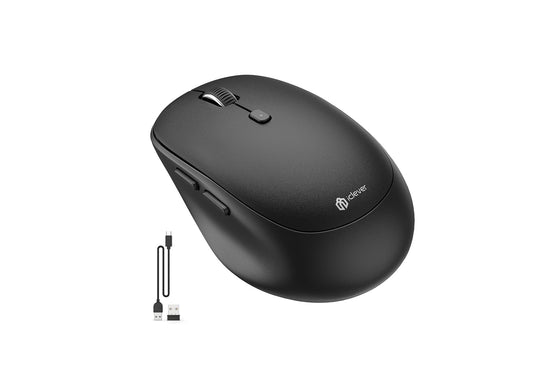 Mouse iClever MD165, Mod Dublu, Reincarcabil, Fara Fir, Bluetooth Type-C, Conexiuni Multiple, Wireless, DPI 800/1200/1600/2400, Negru, Design Ergonomic