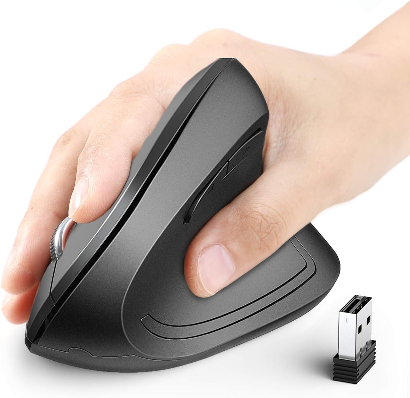 Mouse Ergonomic iClever WM-101, Vertical, Wireless, 6 Butoane, 1000/1600/2000/2400 DPI, Optic Ergo Confortabil, 2.4G, Negru