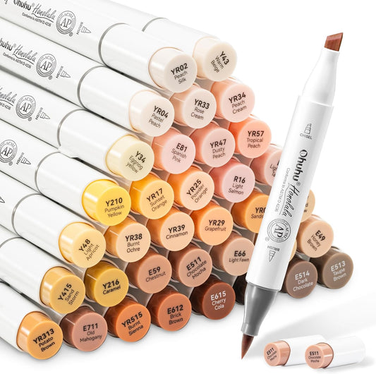 Ohuhu Honolulu Set 36 Markere, Baza Alcool, Capat Dublu Brush&Chisel, Skin Tones Y30-80404-15