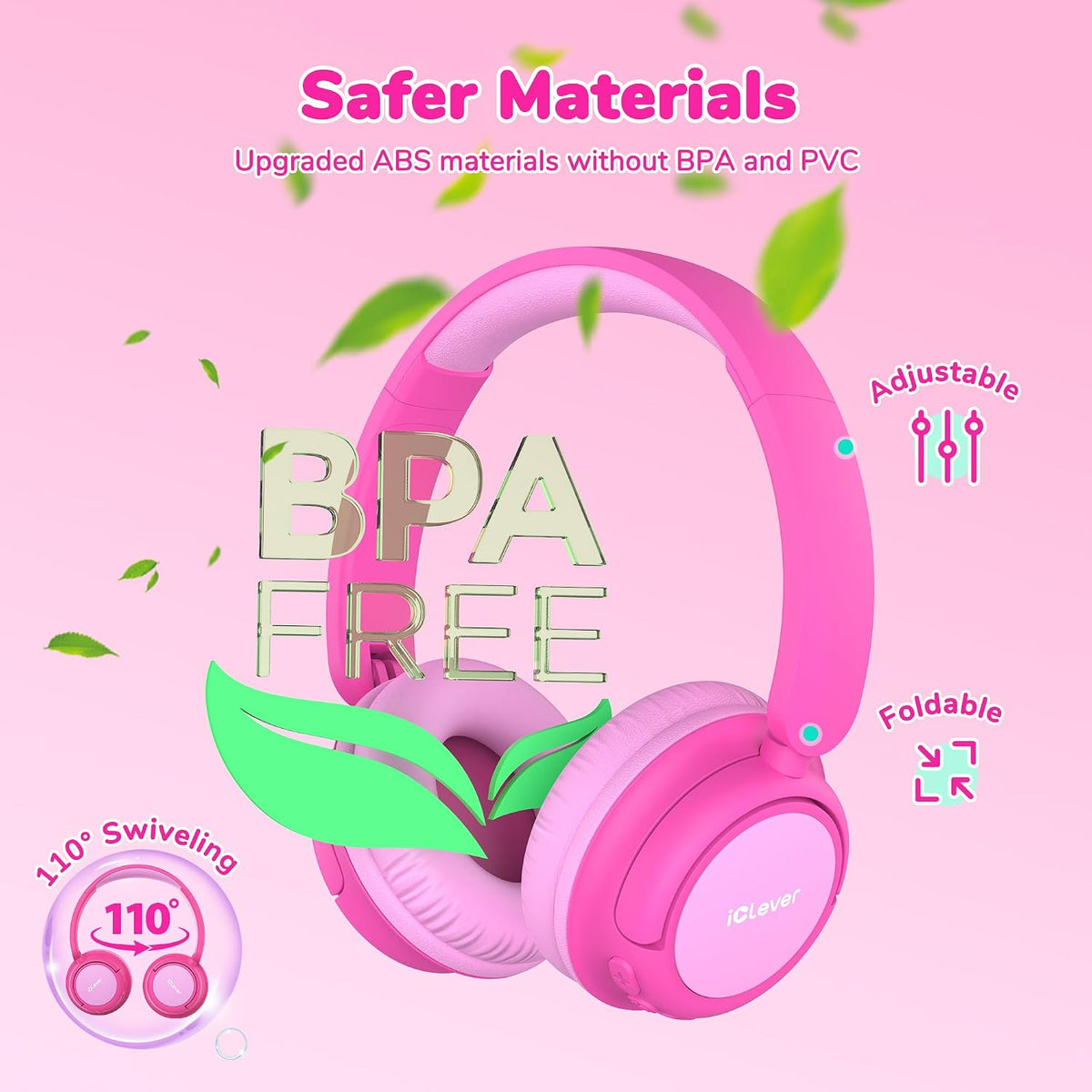 Căști iClever BTH22, Bluetooth 5.4, Autonomie 60 h, Tehnologie SafeSound 3.0, Sunet Stereo, Incărcare Rapidă USB-C, Wireless