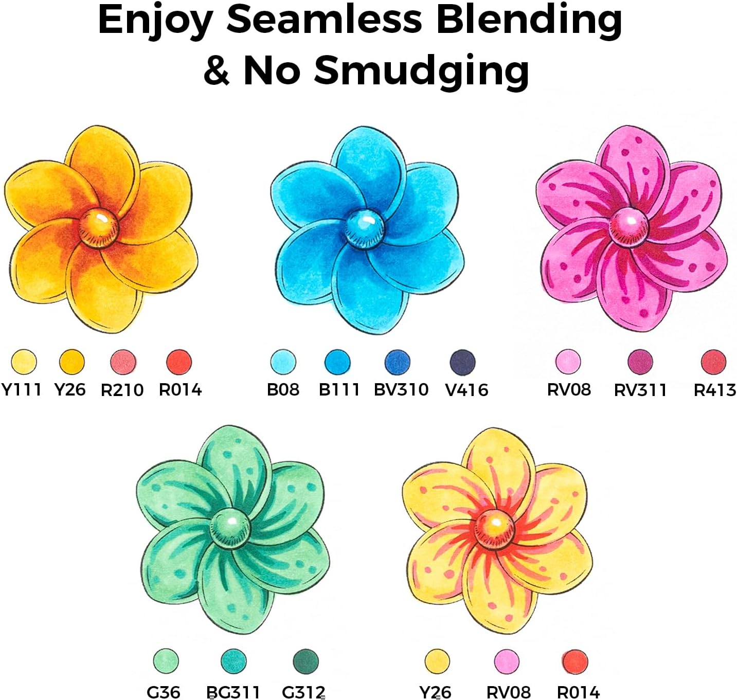 Ohuhu Honolulu² S, Set 48 Markere, Baza Alcool, Dual Soft Tips Brush&Soft Chisel, Multicolor Y30-80406-40