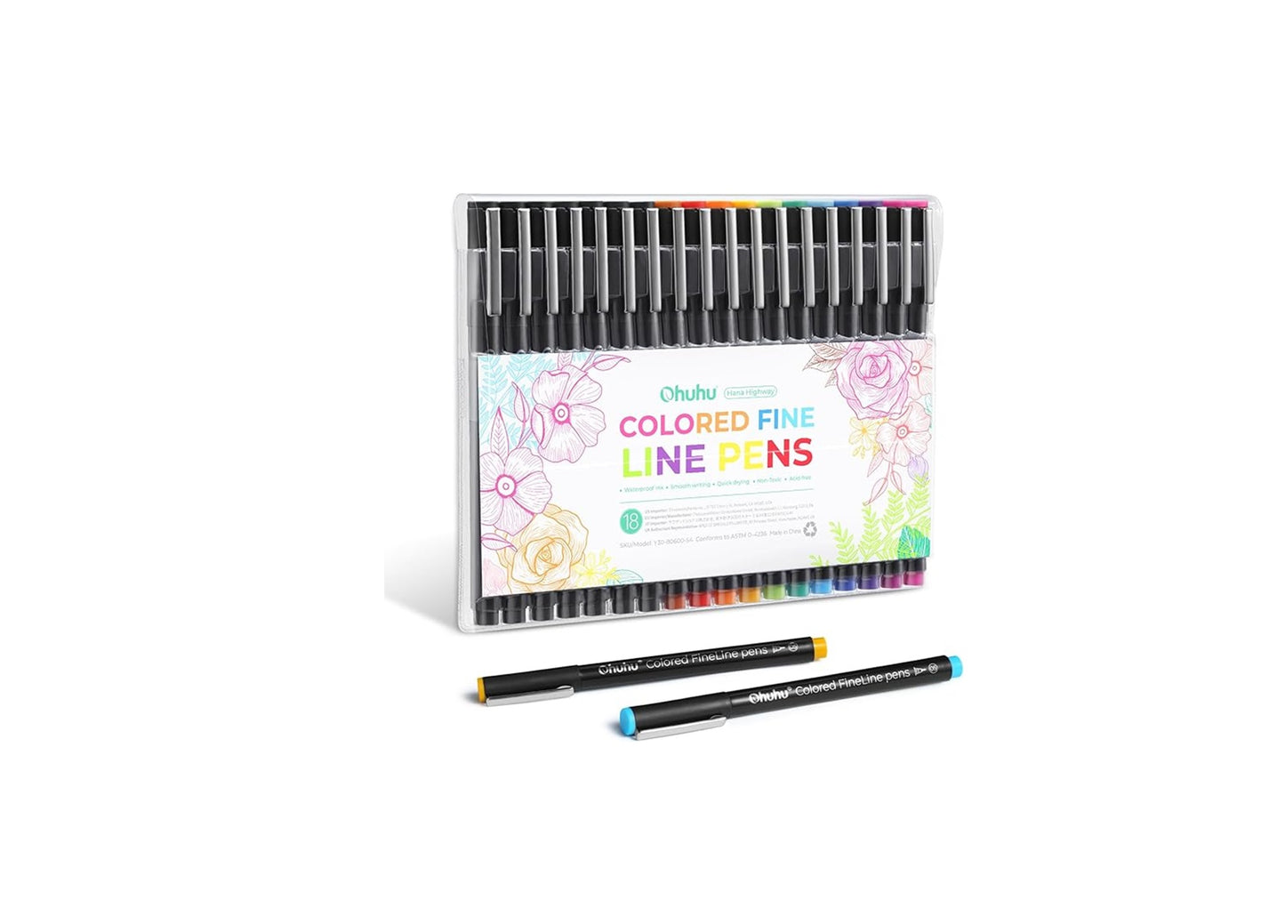 Ohuhu Set 18 Fineliner Pens, Multicolor Y30-80600-54