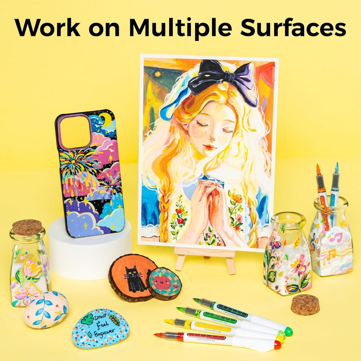 Ohuhu Nahuku Set 72 Markere Acrilice, Direct-ink, Baza Apa, Varf Flexibil, Pentru Sticla, Ceramica, Pietre, Lemn, Plastic, Hartie, Panza, Multicolor Y30-80602-14