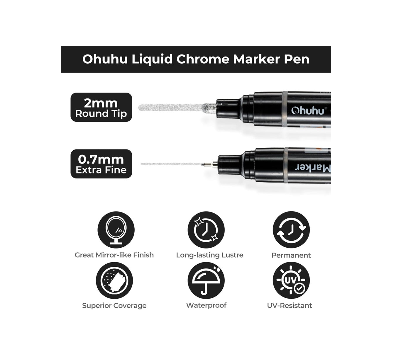 Ohuhu Marker Vopsea Cromata Argintie Y30-80601-55
