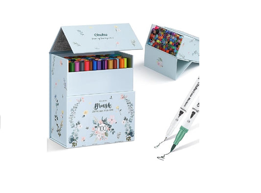 Ohuhu Maui Series Set 100 Markere, Baza Apa, Dual Tips Brush&Fineliner, Multicolor Y30-80400-27