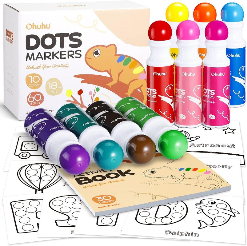 Ohuhu Set 10 Dots Markere Baza Apa Multicolor Y30-80700-14