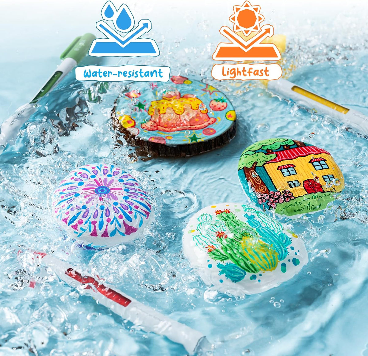 Ohuhu Wai Momi, Set 36 Pixuri Cu Gel Acrilic, Vârf Fin 0,7 mm, Multicolor