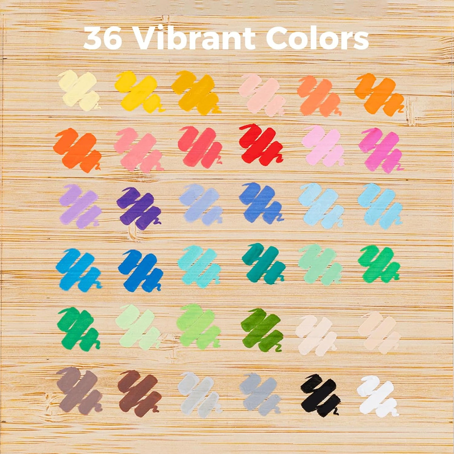 Ohuhu Waikiki Set 36 Markere Acrilice, Baza Apa, Varf Brush Flexibil, Pentru Sticla, Ceramica, Pietre, Lemn, Plastic, Hartie, Panza, Multicolor Y30-80601-99