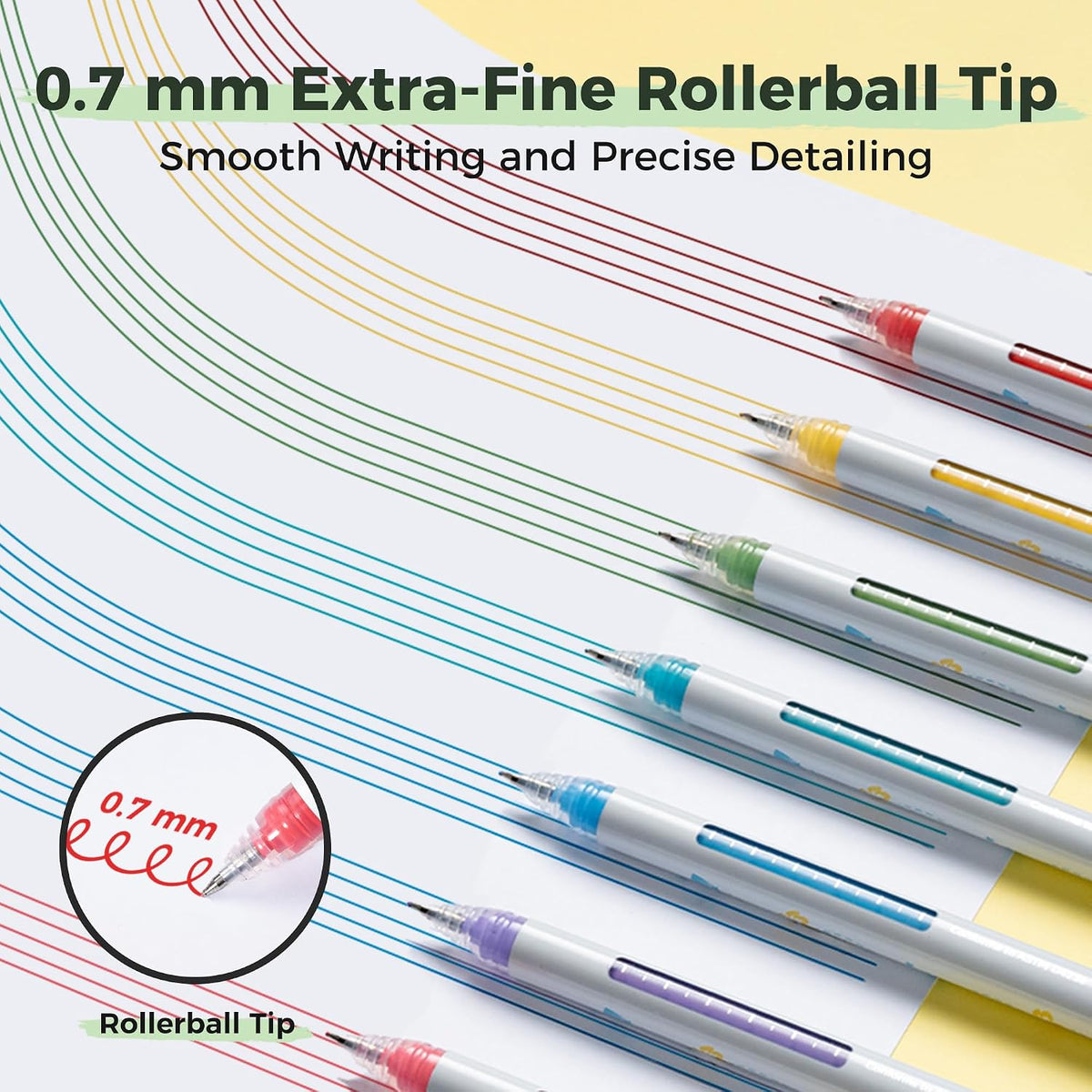 Ohuhu Wai Momi, Set 36 Pixuri Cu Gel Acrilic, Vârf Fin 0,7 mm, Multicolor
