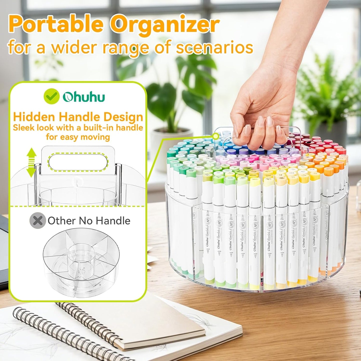Organizator Ohuhu Pentru Markere, Acril Transparent, Rotație 360°, Y30-80500-14