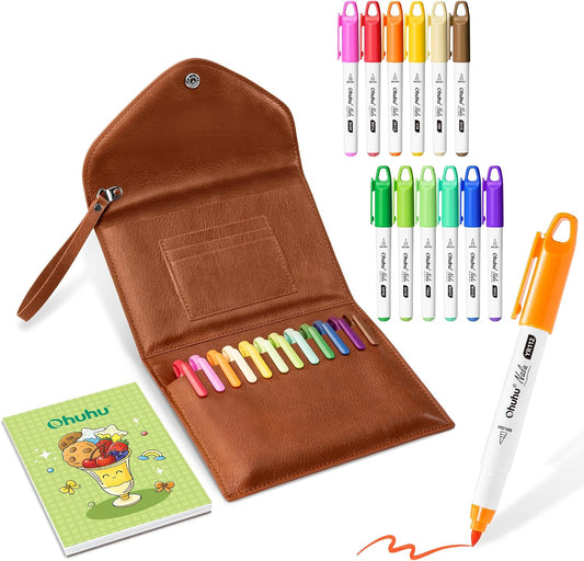 Ohuhu Nalu Set 12 Mini Markere, Bază Alcool, Vârf Tip Pensulă, Multicolor, Y30-80406-22