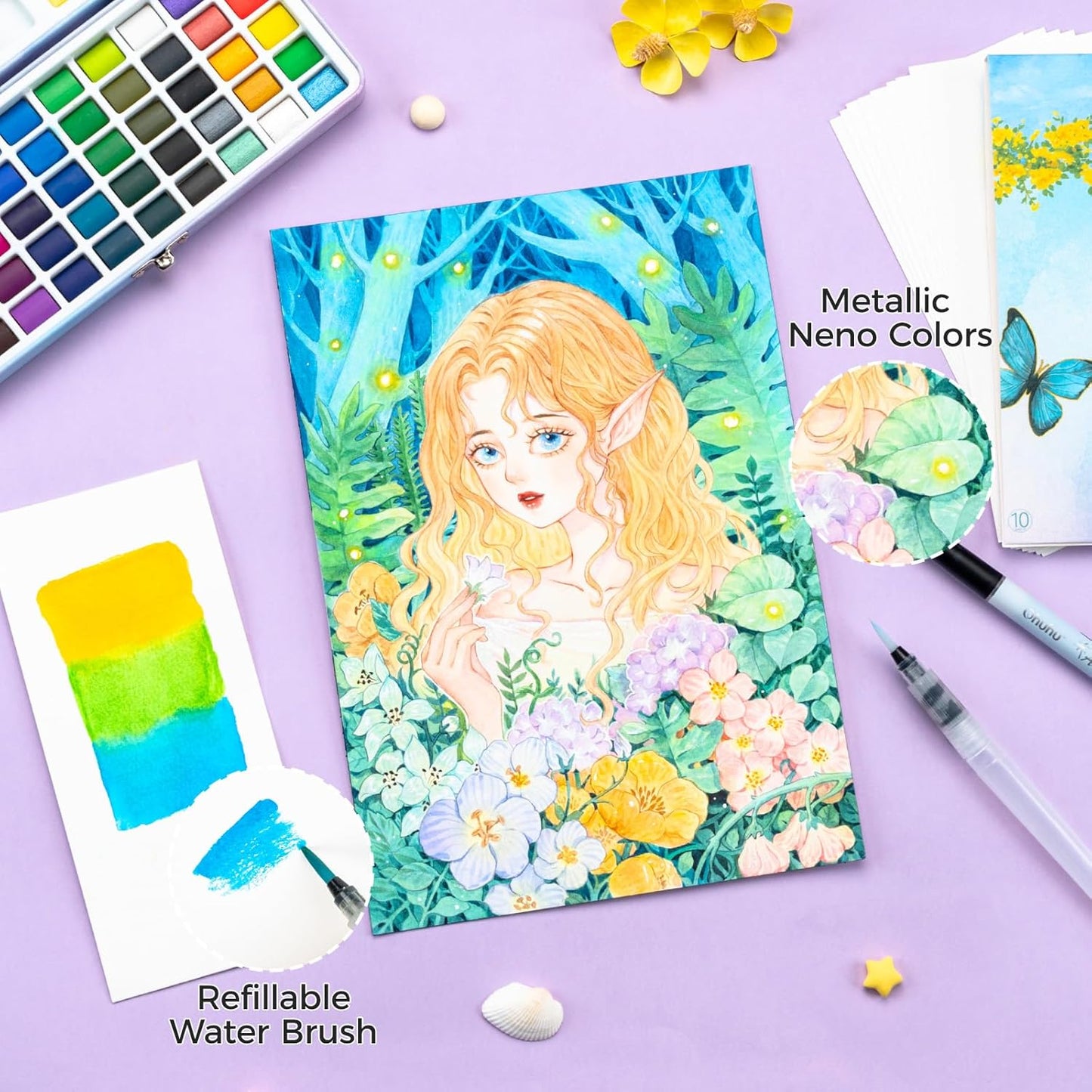 Ohuhu Set De Acuarelă Portabil, 50 De Culori, Y30-80700-43