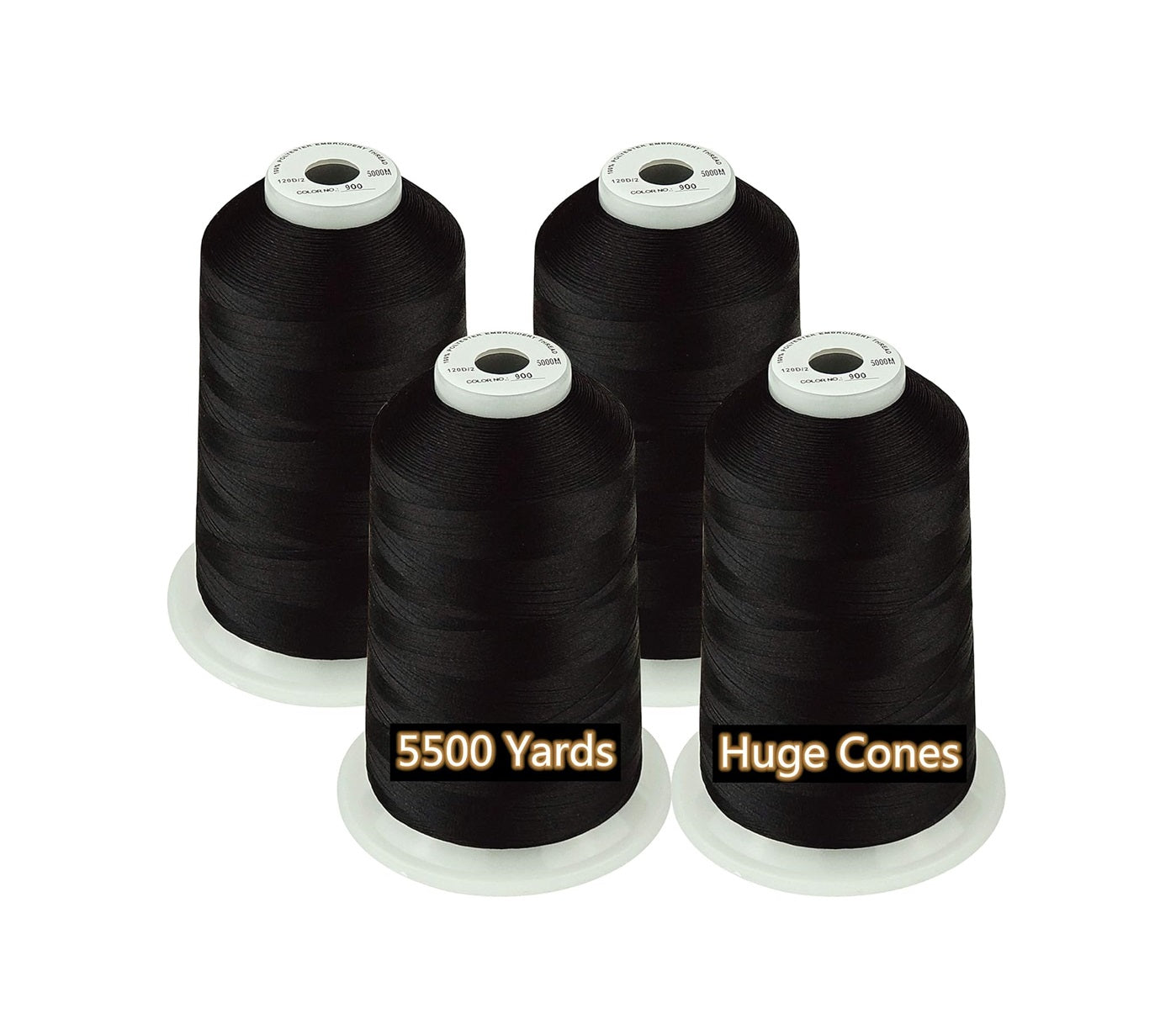 Set Ață De Brodat 4 Bobine - 5000 m, Culoare Negru