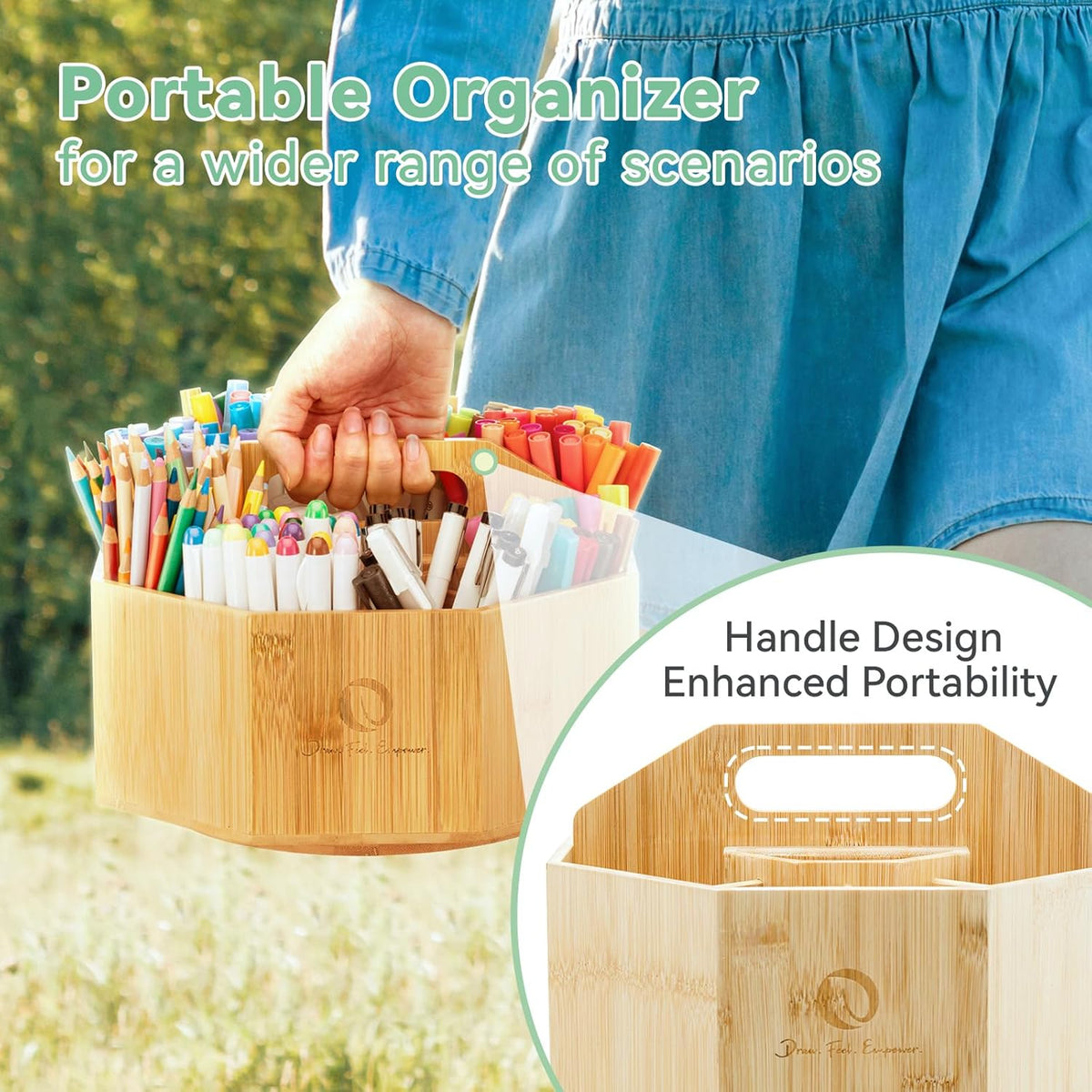 Organizator Ohuhu Pentru Markere, Bambus, Rotație 360°, Y30-80500-11