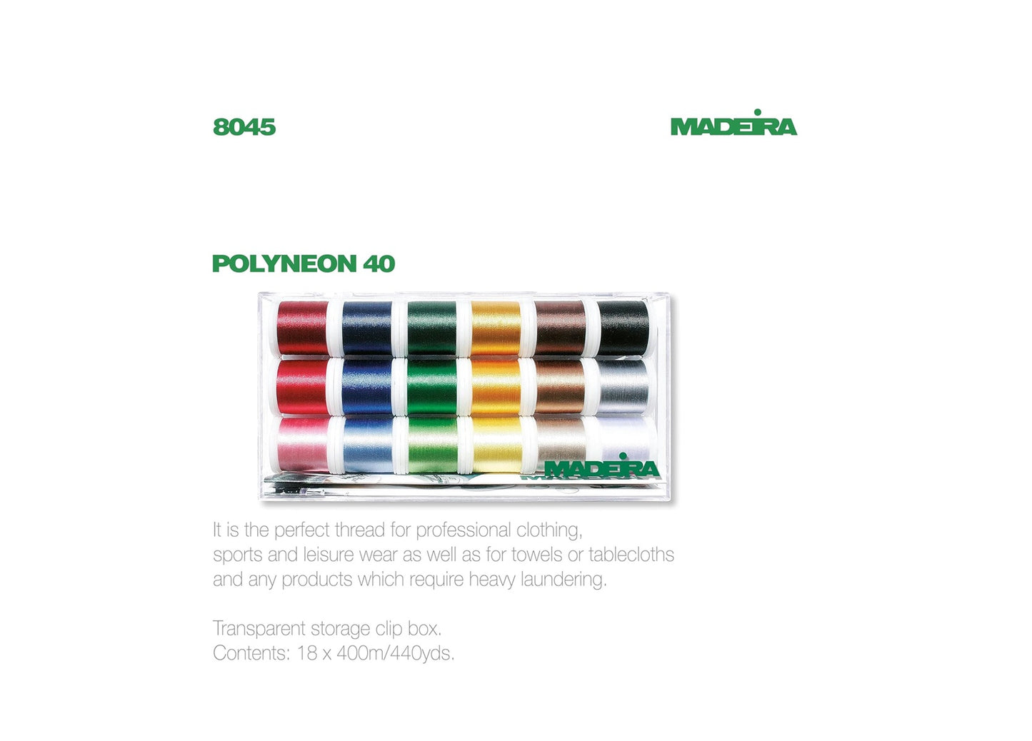 Set 18 Bobine Ata De Brodat Polyneon No.40 Madeira 8045