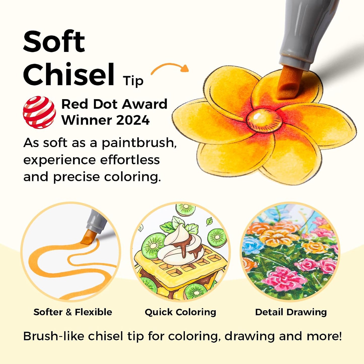 Ohuhu Honolulu² S, Set 48 Markere, Baza Alcool, Dual Soft Tips Brush&Soft Chisel, Multicolor Y30-80406-40