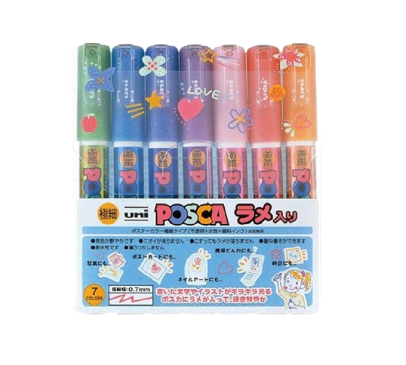 Posca Paint Marker 7 Culori Glitter PC-1ML Multicolor Set