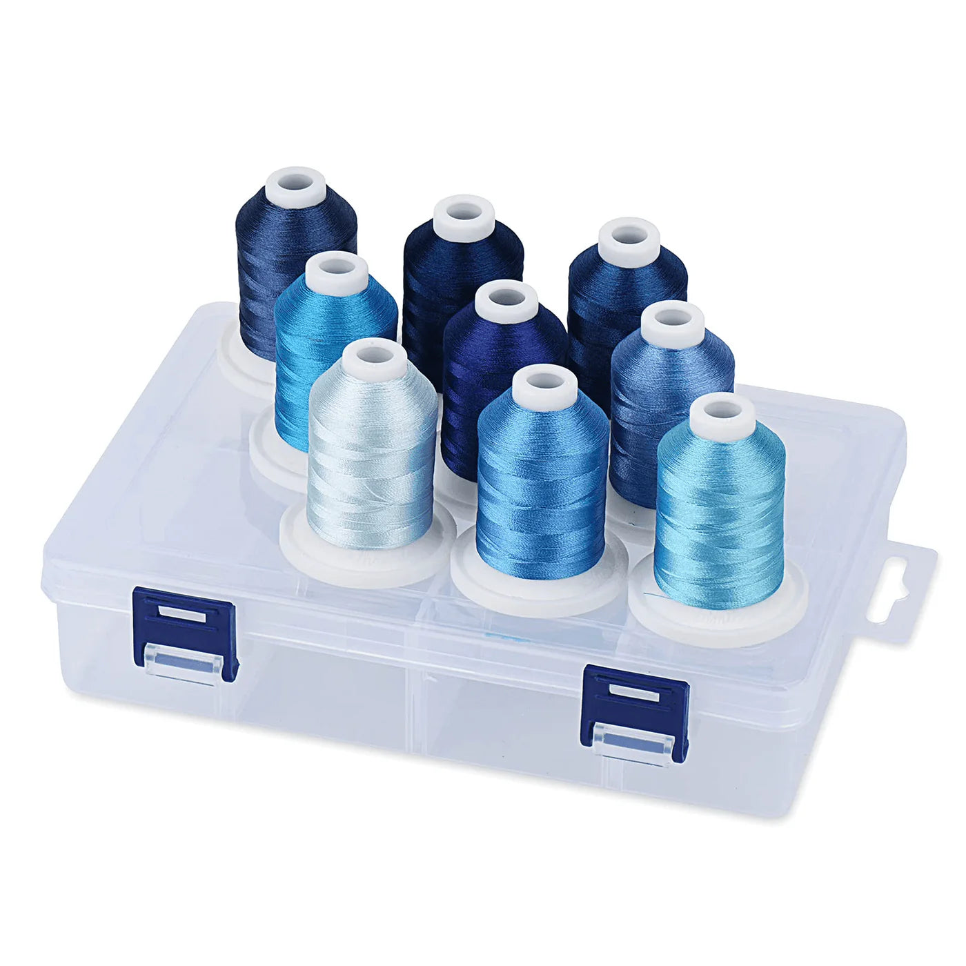 Set Ață De Brodat 9 Bobine - 730 m, Multicolor, Cutie Depozitare
