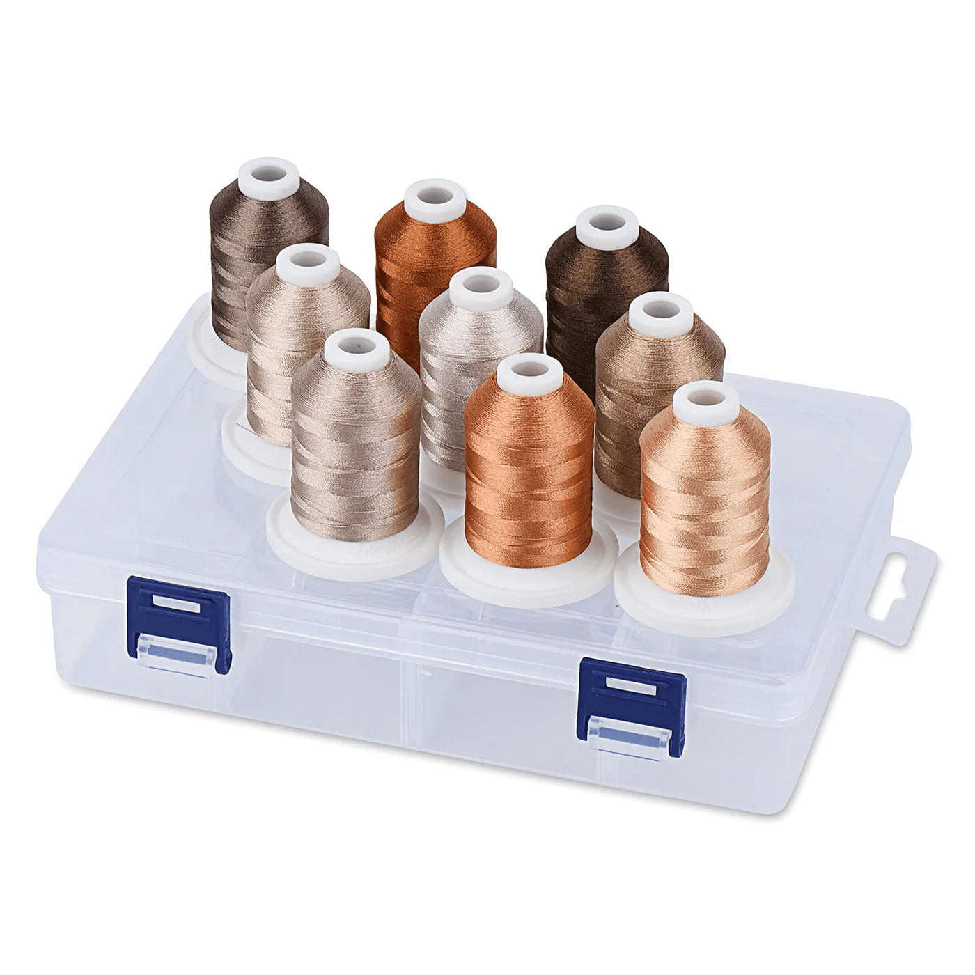 Set Ață De Brodat 9 Bobine - 730 m, Multicolor, Cutie Depozitare