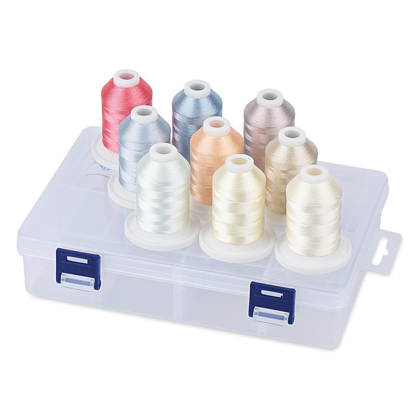 Set Ață De Brodat 9 Bobine - 730 m, Multicolor, Cutie Depozitare