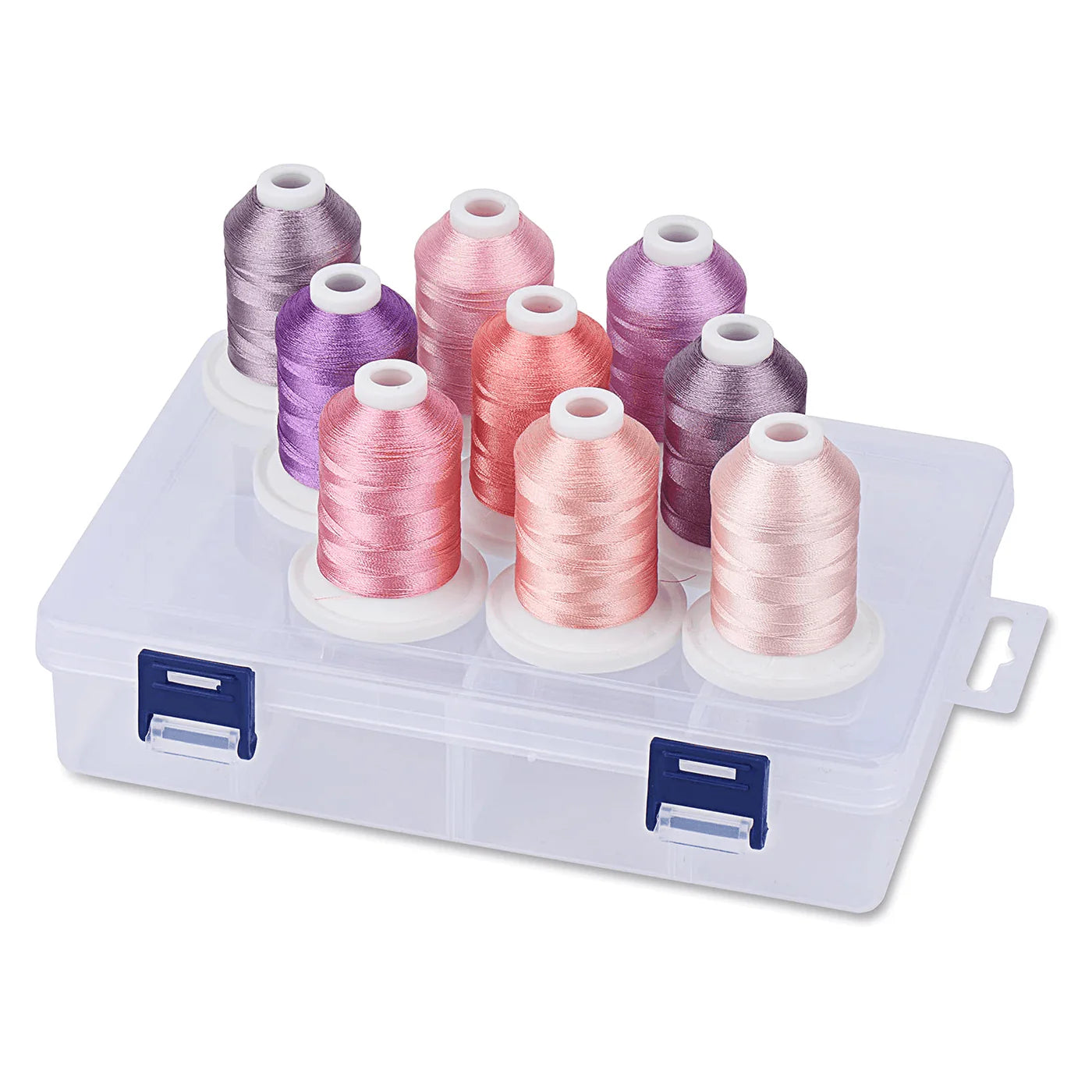 Set Ață De Brodat 9 Bobine - 730 m, Multicolor, Cutie Depozitare