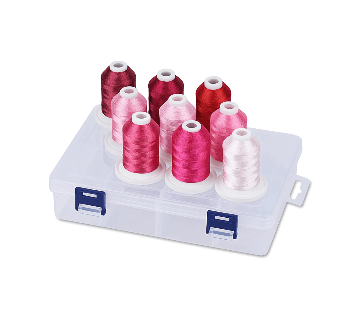 Set Ață De Brodat 9 Bobine - 730 m, Multicolor, Cutie Depozitare