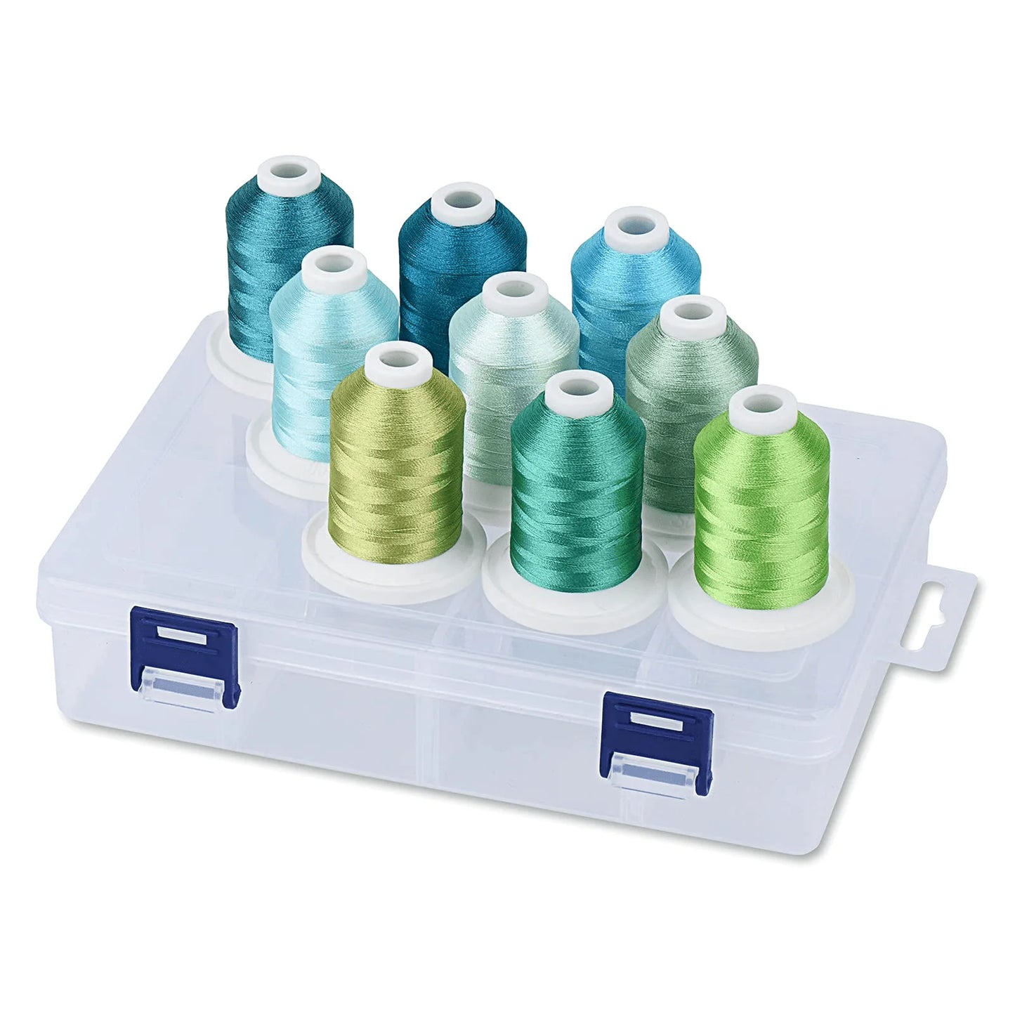 Set Ață De Brodat 9 Bobine - 730 m, Multicolor, Cutie Depozitare