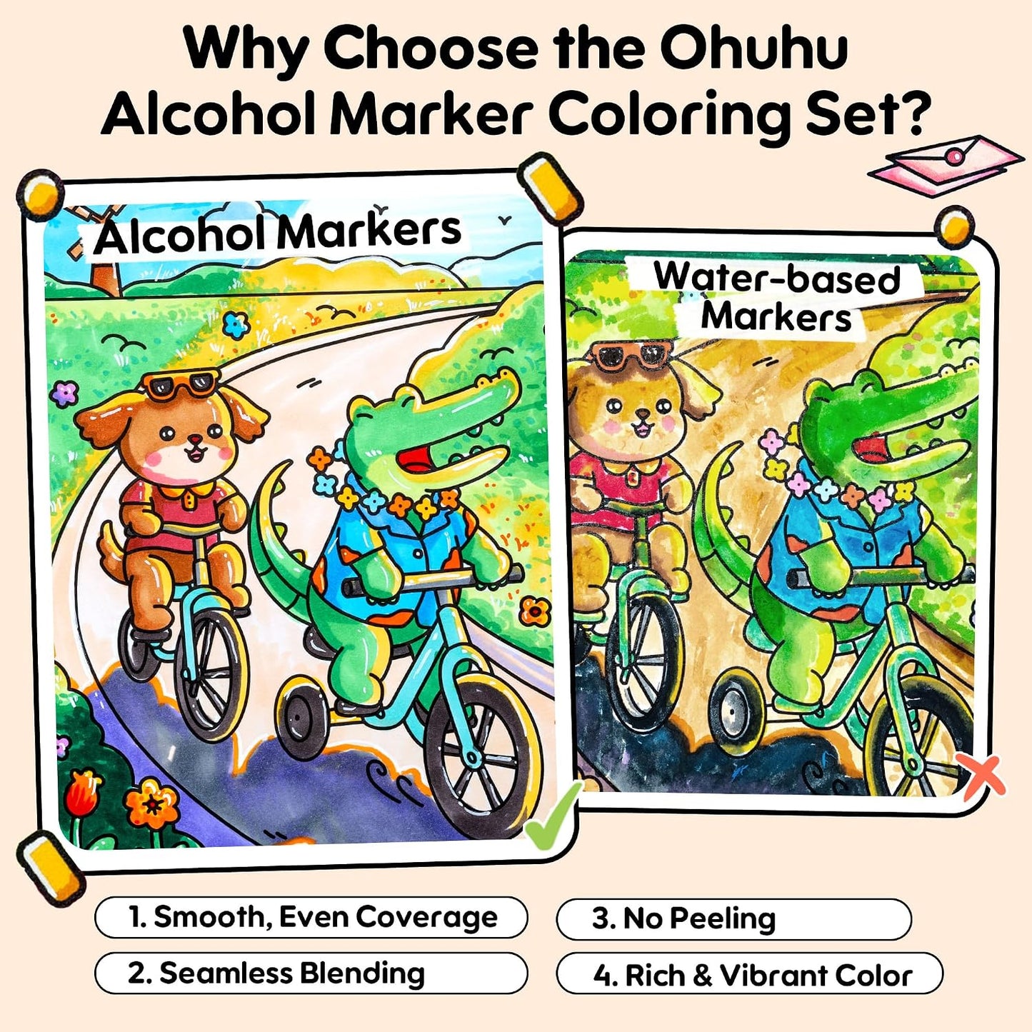 Ohuhu Honolulu B Set 48 Markere, Baza Alcool, Dual Tips Brush&Fine, Multicolor Si Carte De Colorat Y30-80406-18