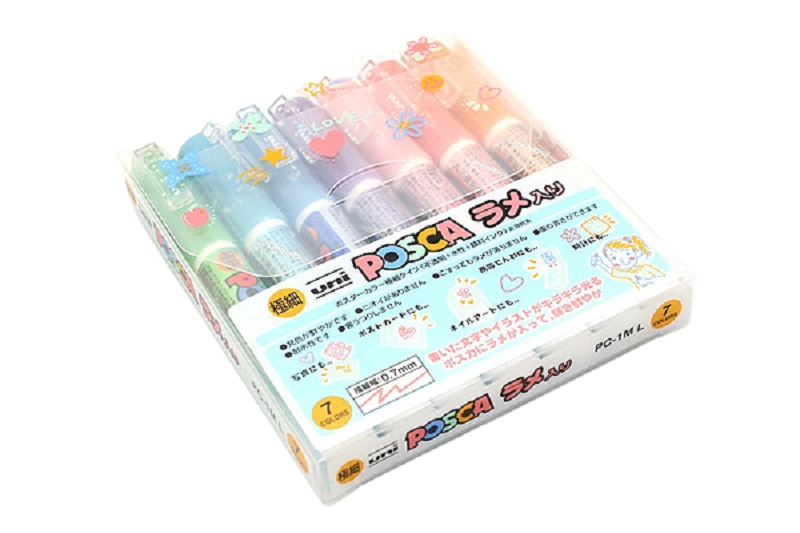 Posca Paint Marker 7 Culori Glitter PC-1ML Multicolor Set