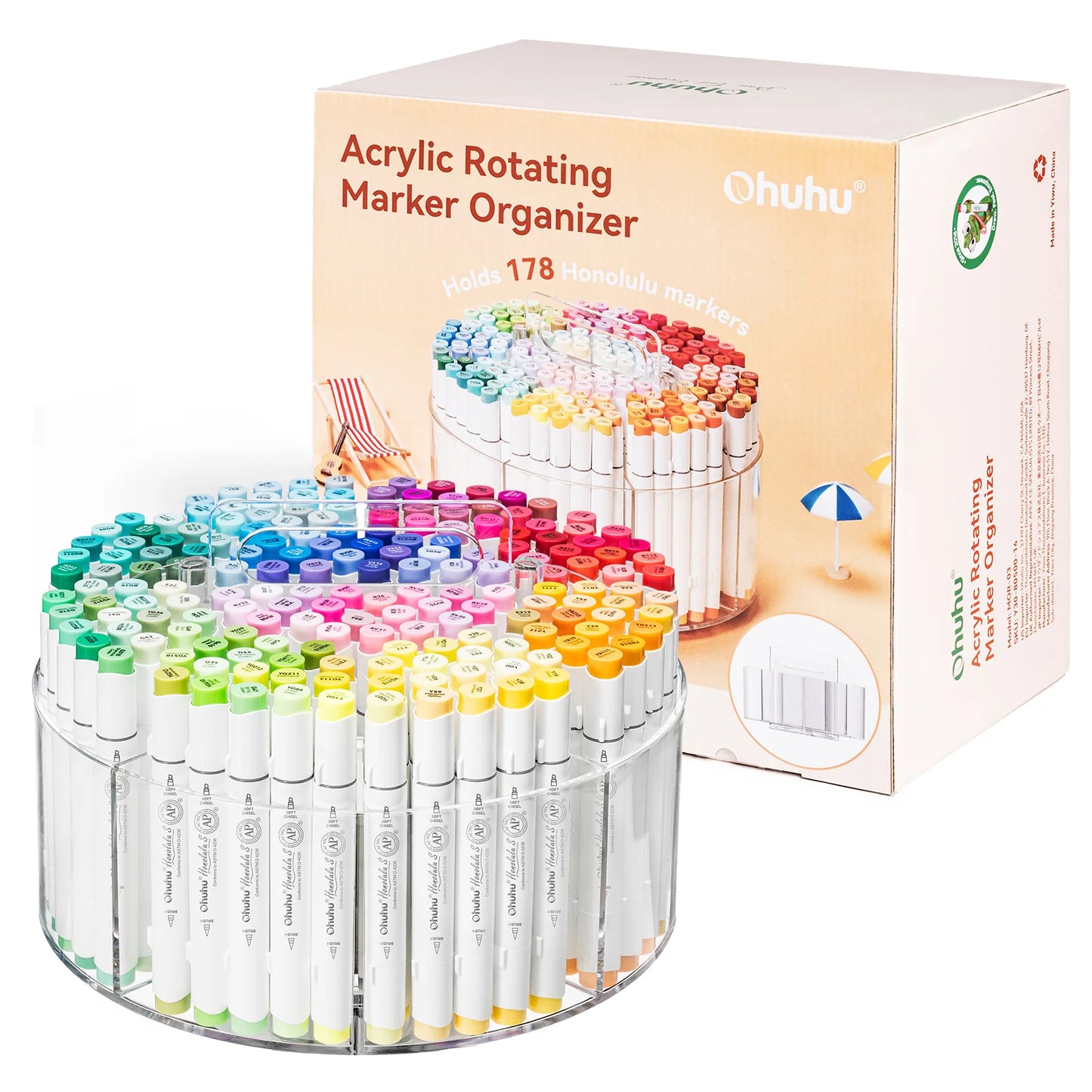 Organizator Ohuhu Pentru Markere, Acril Transparent, Rotație 360°, Y30-80500-14