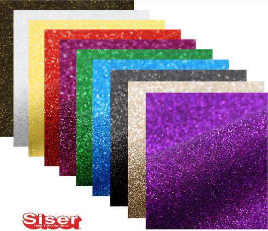 Siser HTV Glitter, Set 10 Coli 20x30cm, Multicolor