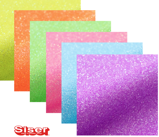 Siser HTV Glitter, Set 6 Coli 20x30cm, Neon