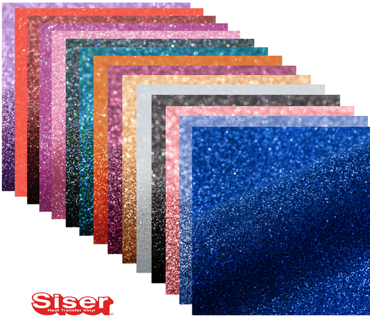 Siser HTV Glitter, Set 15 Coli 20x30cm, Multicolor