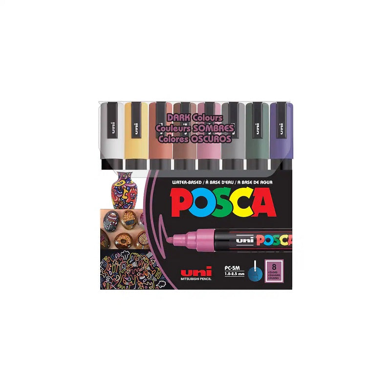 Posca Paint Marker 8 Culori PC-5M Dark Set