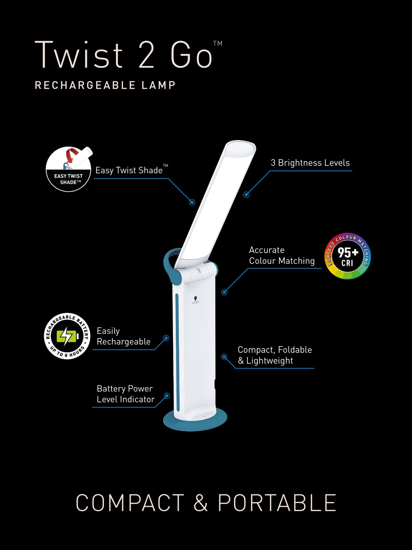 Lampă Portabilă Twist 2 Go Daylight