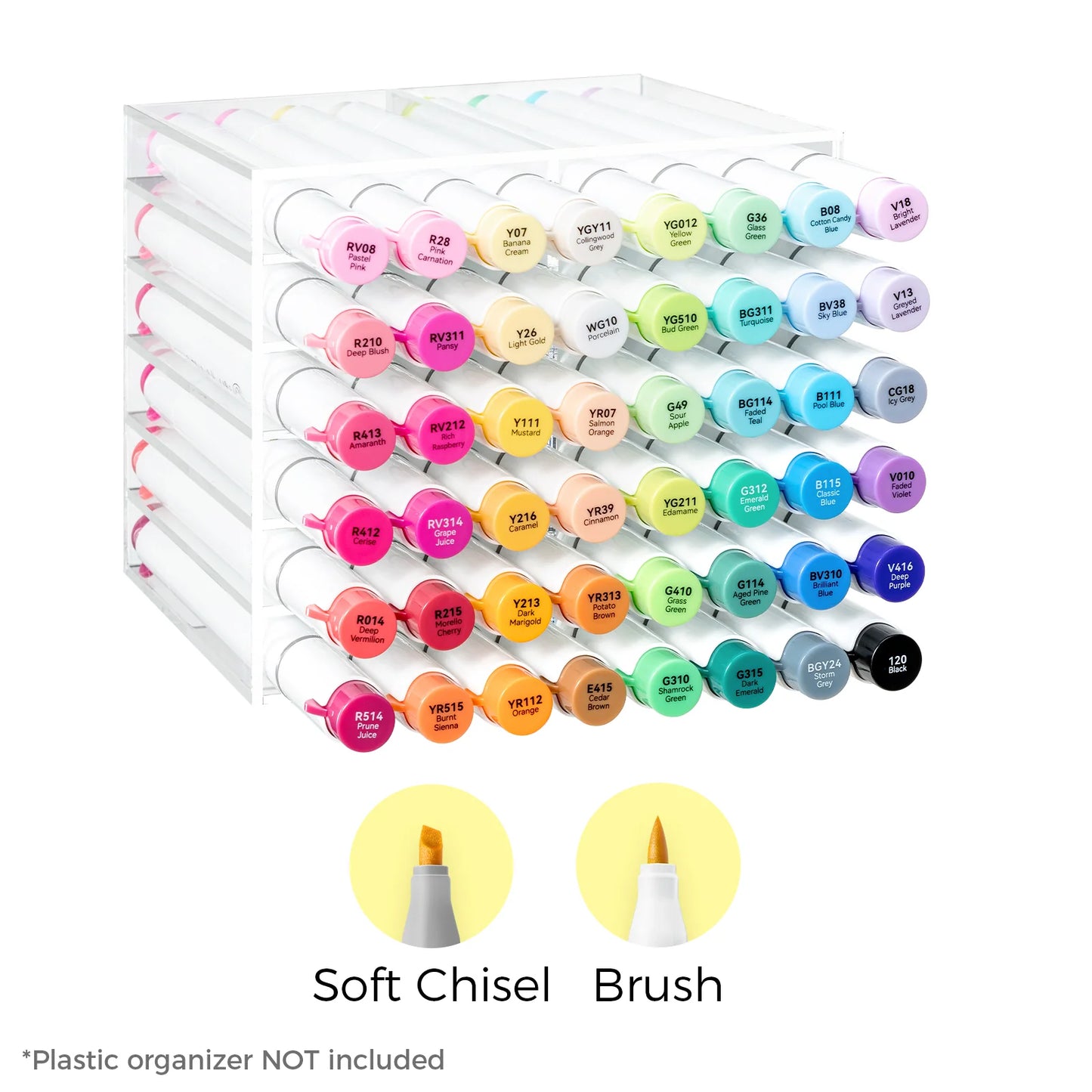 Ohuhu Honolulu² S, Set 48 Markere, Baza Alcool, Dual Soft Tips Brush&Soft Chisel, Multicolor Y30-80406-40