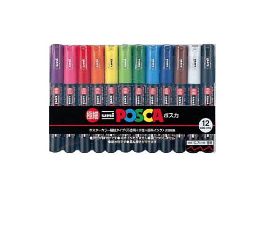 Posca Paint Marker 12 Culori PC-1M Extra Fine Multicolor Set