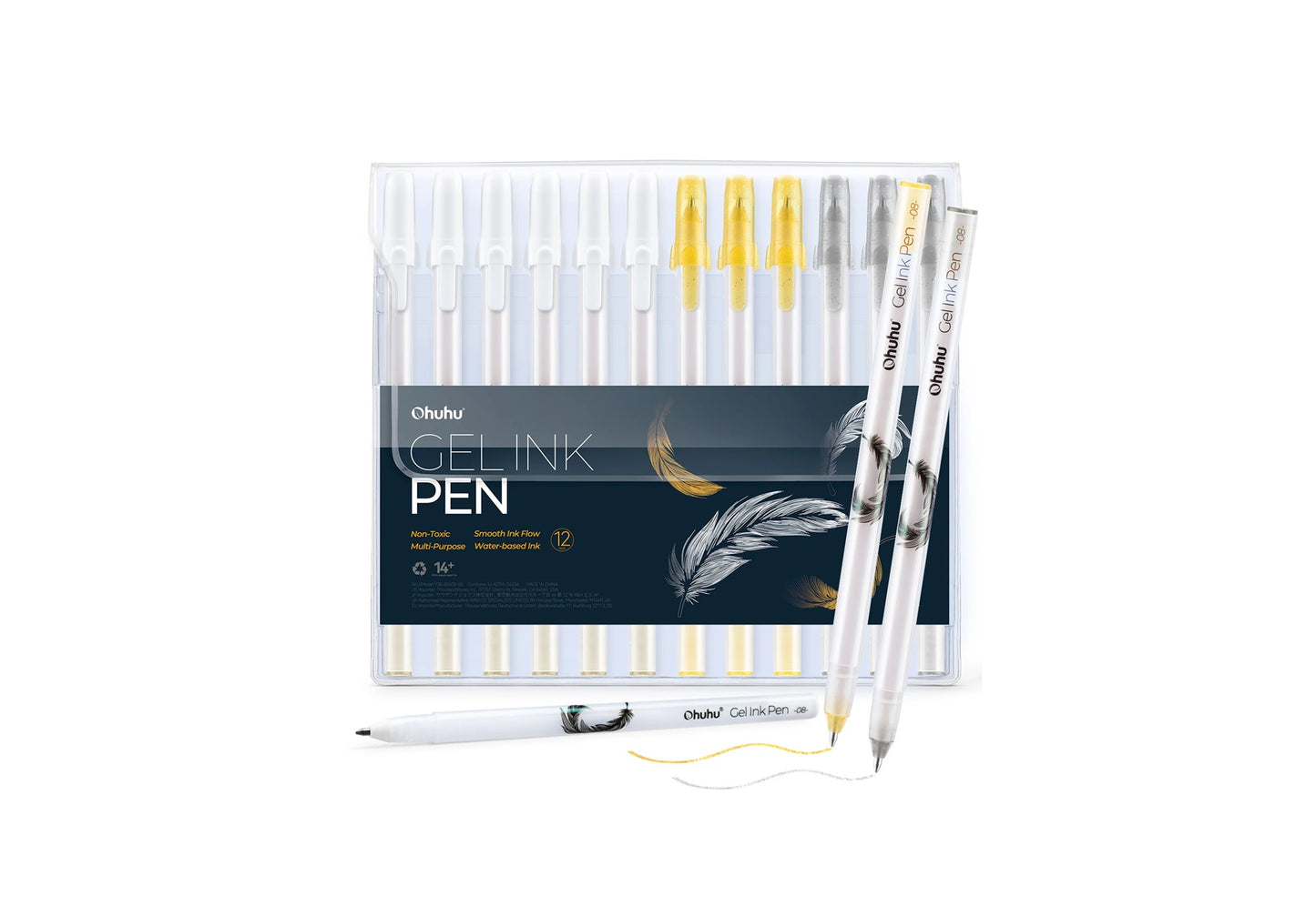 Ohuhu Set Gold Silver White 12 Gel Pens, Y30-80600-55