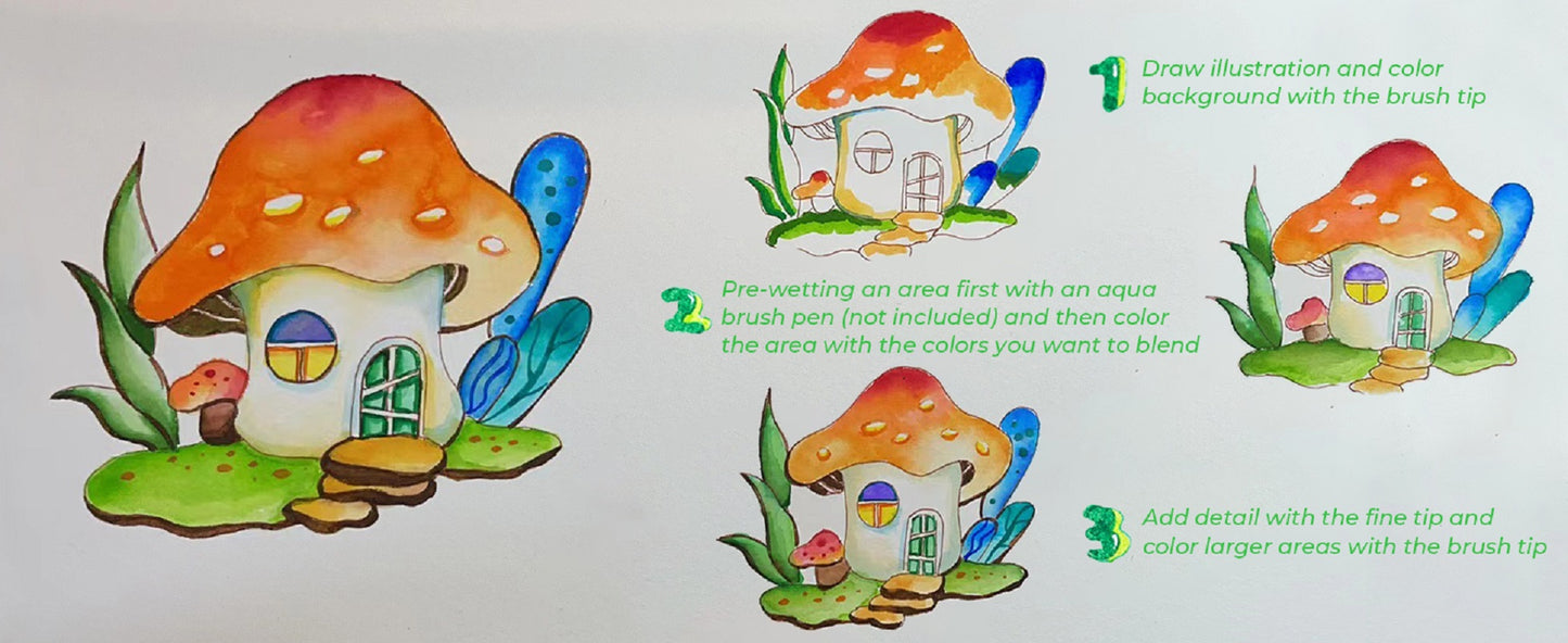 Ohuhu Maui Series Set 160 Markere, Baza Apa, Dual Tips Brush&Fineliner, Multicolor Y30-80600-45