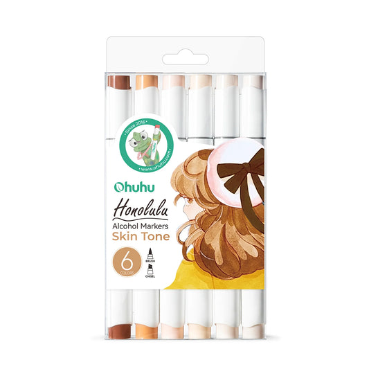 Ohuhu Honolulu Set 6 Markere, Varf Dublu, Reversibil, Interschimbabil Brush Chisel, Baza Alcool, Skin Tone Y30-80404-36