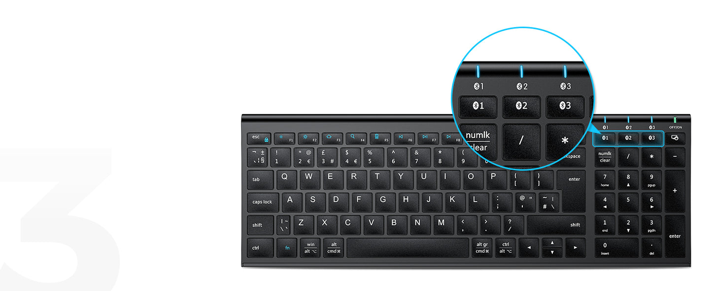 Tastatura Bluetooth 5.1 iClever IC-BK10, Fara Fir, Ultra Subtire, Reincarcabila, Multi Dispozitive, 99 Taste, USB-C, Design Ergonomic, Culoare Negru