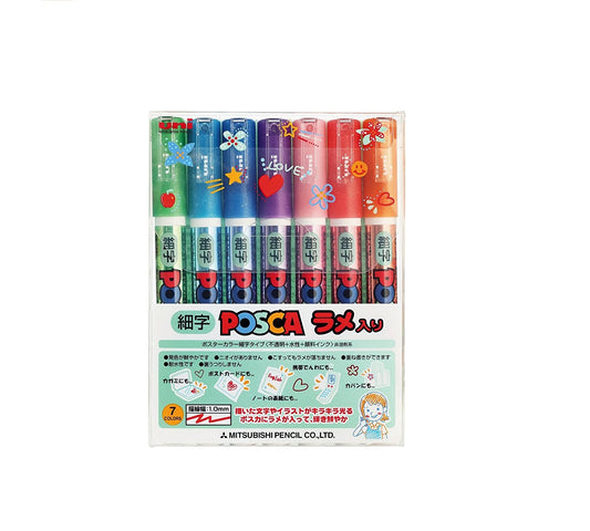 Posca Paint Marker 7 Culori Glitter PC-3ML Multicolor Set