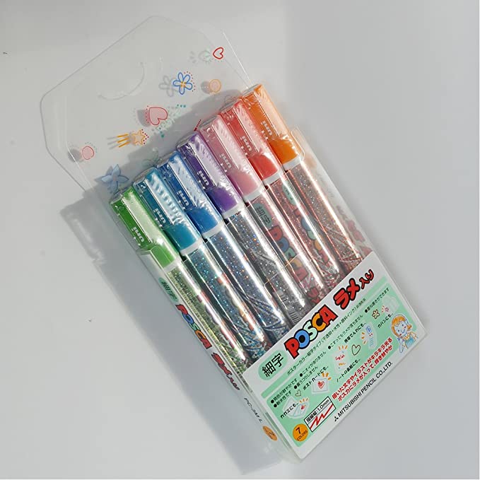 Posca Paint Marker 7 Culori Glitter PC-3ML Multicolor Set