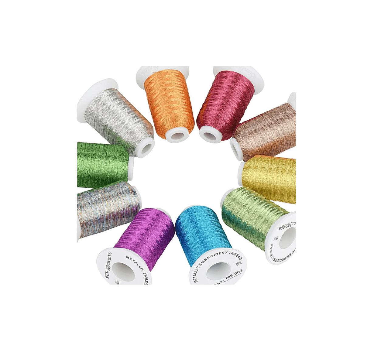 Set Ață De Brodat 10 Bobine - 500 m, Culori Metalice