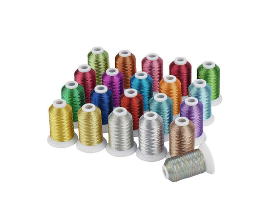 Set Ață De Brodat 21 Bobine - 500 m, Culori Metalice