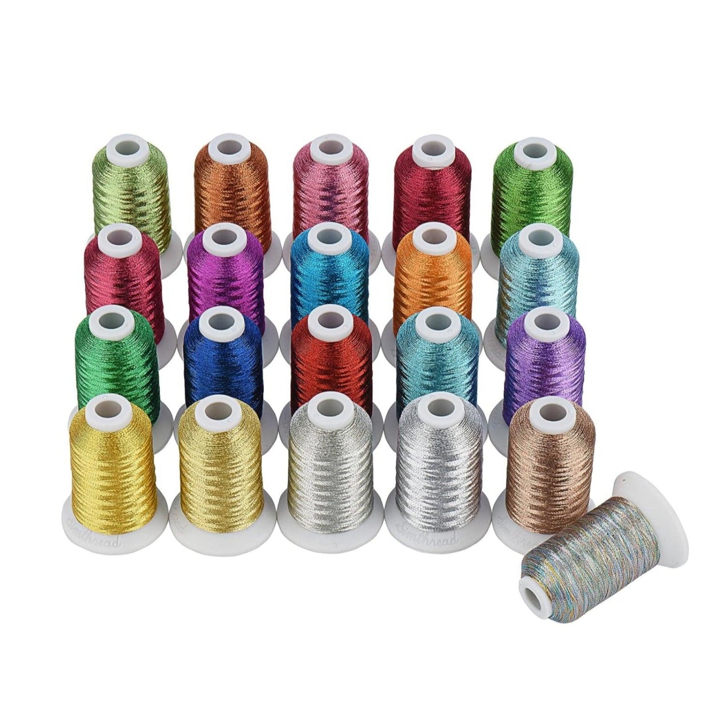 Set Ață De Brodat 21 Bobine - 500 m, Culori Metalice