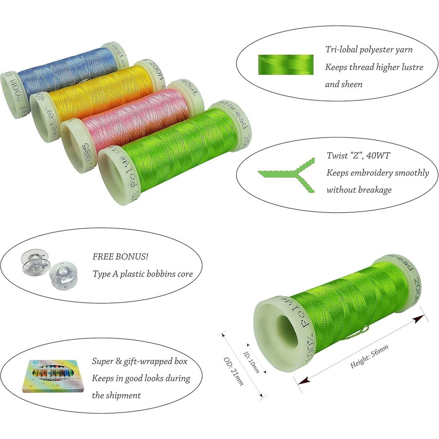 Set Ață De Brodat 32 Bobine - 300 m, Multicolor
