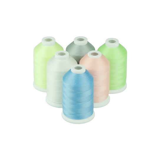 Set Ață De Brodat 6 Bobine - 1000 m, Culori Fosforescente