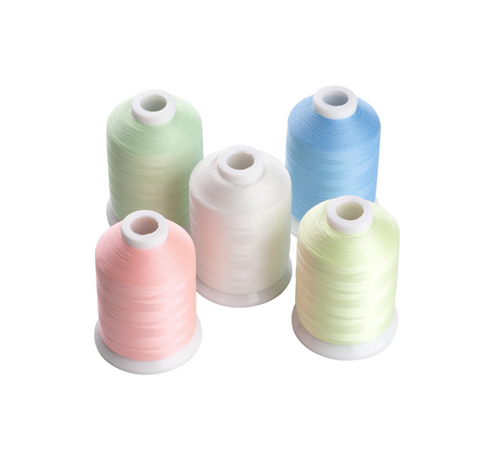 Set Ață De Brodat 5 Bobine - 1000 m, Culori Fosforescente