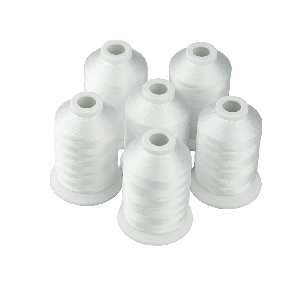 Set Ață De Brodat 6 Bobine - 1000 m, Culoare Alb